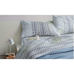 Bassetti Dream 100% Cotton Double Duvet Cover Set Top + Flat Sheet + 2 Pillowcases (Matte Grey)