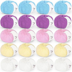 Strickwolle Häkelgarn, 20 × 50 g Milch Baumwollgarn zum Häkeln und Stricken, Weiche Häkelwolle, Premium Häkelgarn Set für Anfänger, Profi zum Abschluss von Garnprojekten Handwerk