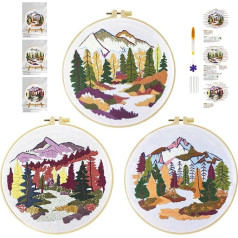 cukol cukol 3 Pieces Forest Embroidery Set for Adults Beginners Embroidery Kit Embroidery Templates Cross Stitch Pre-Printed Embroidery Pictures Embroidery Kit Embroidery Template Embroidery Kits