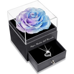 Sunia Gift for Mum, Eternal Real Rose with Mom Necklace Made of 925 Sterling Silver, Mejor Madre del Mundo Gifts, Eternal Rose Flower Infinity Rose Gift for Mother's Day Birthday Valentine's Day