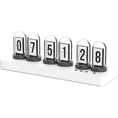 Nixie Tube Clock, Luminous Tube, IPS Colour Screen, Digital Clock with 6 Sets of Alarm Clocks, 7 Modes, 12 Individual Pictures, Web Control, No App Needed (White A)