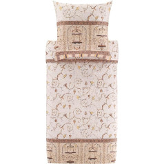 Bassetti Oplontis 9331438 Bed Linen + 1 Pillowcase Made of 100% Cotton Satin in Beige 4M, Dimensions: 135 x 200 cm + 1 K 80 x 80 cm