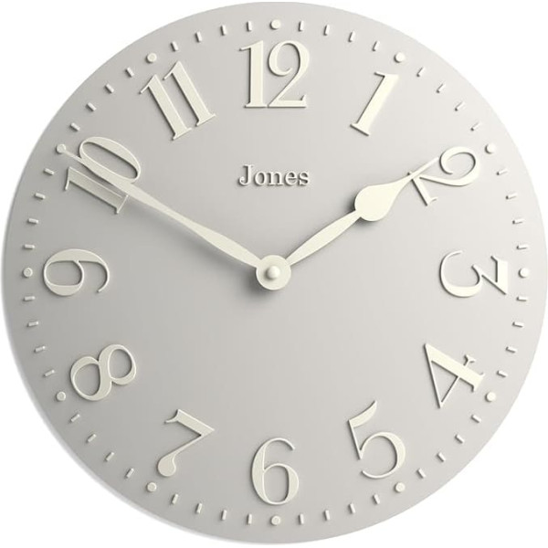 JONES CLOCKS® Betty Wall Clock | Modern Convex Clock | 30 cm | Overcoat Grey | Ideal for Kitchen, Living Room, Office or Bedroom
