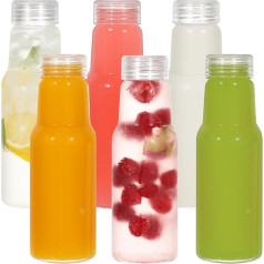 Danmu Glass Juice Bottles with Lids Transparent Leakproof Glass Water Bottles Juice Bottles Juice Bottles Reusable Glass Water Bottles 6 Pack Glass Bottles with Lids 16 oz
