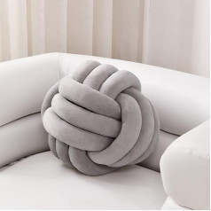 Sioloc Soft Knot Cushion, Round Pillow for Home Decoration, Plush Pillow, Hand Tied Pillow (7.8 Inches, Grey)
