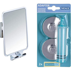 WENKO Vacuum-Loc Quadro Anti-Fog Mirror, Anti-Fog Shower Mirror, Shaving Mirror & Vacuum-Loc Adapter Premium/Classic/Style, Attachment No Drilling Required