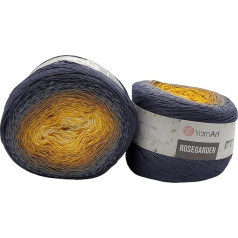 500 g Ilkadim Export Rosegarden, 500 g Bobbel Wool Colour Gradient, 100% Cotton, Bobble Knitting Wool, Multicoloured (White Ochre Grey 326)
