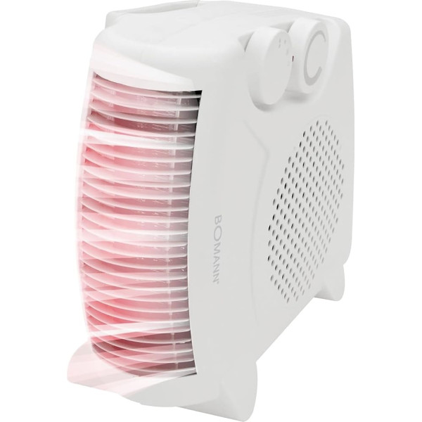 Bomann HL 1095 CB Fan Heater, 2 Heat Settings (1,000/Max. 2,000 Watts), cold setting (fan), 2 different installation options, white