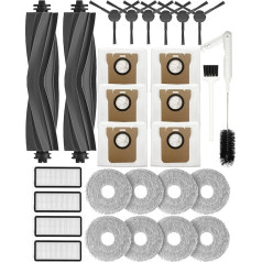 Replacement Parts for Dreame L20 Ultra/L20 Ultra Complete, S20 Ultra/S20 Ultra Complete Vacuum Cleaner Accessory Kit: 2 Main Brushes, 6 Side Brushes, 4 HEPA Filters, 6 Dust Bags, 8 Wipes