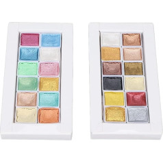 Watercolour Paint, 24-Piece Watercolour Paint Set, Metallic Macaron Solid Pearlescent Watercolour Paint Set for Painting Nail Art
