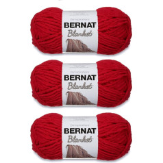 Bernat Blanket Cranberry Yarn - 3 Pack 150g - Polyester - 6 Super Bulky - 90m - Knitting, Crochet, Crafts and Amigurumi Chunky Chenille Yarn