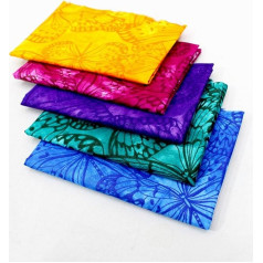 TFG 5 Pieces Butterfly Melody Fat Quarters (50cm x 55cm) 100% Cotton Fabric Bundles for Sewing, Quilting, Crafting, Scrapbook Projects
