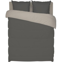Bleu Câlin - Two-Coloured Microfibre Bedspread Duvet, Graphite/Chamois, 140x200 cm
