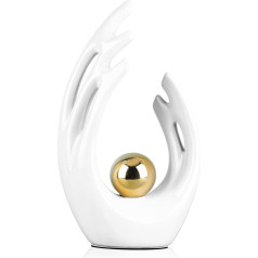 30.5cm H White with Gold Home Decor Accent Mid Century Modern Decor Dining Table Decorations White Abstract Art Bookcase Decorative Objects
