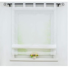 Joyswahl Sophia Voile Roman Blind with Loops Transparent Curtain with Decorative Pleats Pattern Roman Blinds W x H 120 x 155 cm White Pack of 1