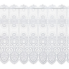 Plauener Spitze by Modespitze 68450_49_w Short Curtain with Plauener Spitze Design 100% Polyester Breite 144 cm white