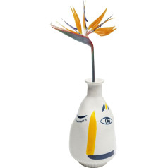 Kare Design Vase Art Face Ceramic Vase, Face Motif, Unique, Glazed, Decoration, Accessory, White/Multicoloured, 23 cm
