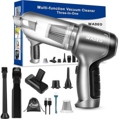 WADEO 3-in-1 Mini Handheld Vacuum Cleaner, Wireless, 12 KPA Car Vacuum Cleaner, Strong USB Rechargeable, 35 Minutes Runtime, Dust Blower Compressed Air with Brushless Motor for Car, Home, Office, Pet