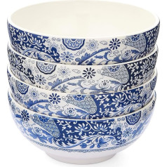 Spode Brocato 14 cm Bowls, Blue and White, Set of 4