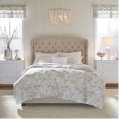 Laura Ashley Home - Double Duvet Cover Set, Reversible Cotton Bedding Set with Matching Pillowcase, Breathable Home Decoration for All Seasons, (Madelynn Blue, Double)