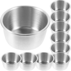 UPKOCH Pack of 10 Stainless Steel Sauces, Individual Saucers, Round Bowls, Spices, Stackable and Dishwasher Safe