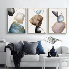 Geometric Art Pictures, Abstract Minimalist Poster Set, Modern Colour Block, Boho Decoration for Living Room, Bedroom, Without Frame (A, 40 x 60 cm**3)