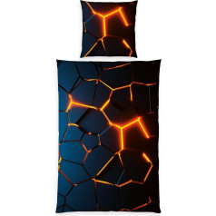 Herding Young Collection Bed Linen 3D Effect Lava Effect Pillowcase 80 x 80 cm Duvet Cover 155 x 220 cm with Zip Closure 100% Cotton Renforcé