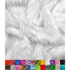 EOVEA Shaggy Faux Fur Fabric, 18 x 60 Inch Long Pile Fur Faux Fur Soft and Fluffy Craft Material for Crafts Apparel Costume Carpet (White, Half Yard)
