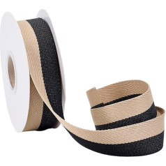 2 Rolle 18 m 25mm Beige Schwarz Zweifarbiges Baumwoll Twillband Doppelseitiges Gurtband Stoffbänder Dekorative Polycotton Verzierung Zum Nähen Herstellen von Taschen Kleidung DIY Bastelbedar