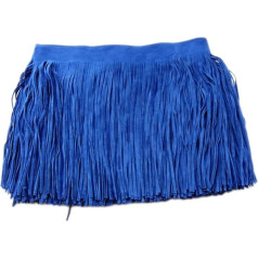3m x 15cm Fransenbesatz Quasten, Wildleder Quastenbesatz, Bekleidungsquasten Trimmen, DIY Quaste Fransenborte Für DIY Kleidung Kleid Nähen Basteln Verzierung,Königsblau