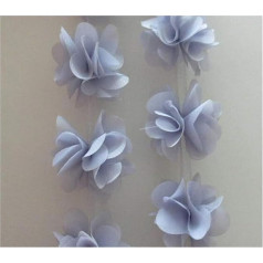Verzierungen für Kleidung, Bänder zum Nähen, 91 cm, Blumen, 3D-Blütenblätter, Chiffon-Blätter, Spitze (blaugrau)