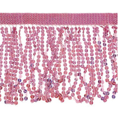 FINGERINSPIRE Pailletten-Fransenbordüre, 9,1 m breit, 23,9 cm breit, tiefrosa, Pailletten-Quasten, Nähborte für DIY, Handwerk, lateinamerikanische Kleidung, Verzierung, Kostüme, Kleidung,