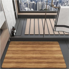 Absorbent Bath Mat, Non-Slip Bath Mat Made of Microfibre, Shower Mat, Non-Slip, Quick Drying, Rug for Living Room, Kitchen and Toilet (Wood Grain, 60 x 90)