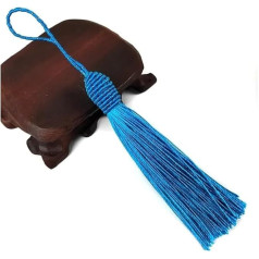 3/6/12 Quasten, seidige Seiden-Quasten, 15,5 cm, Lesezeichen-Quasten mit Kordelschlaufe, chinesischer Knoten, Quasten, DIY, Handwerk, Schmuckherstellung, Seeblau, 12 Stück