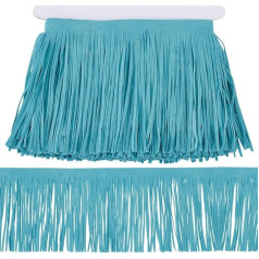 WADORN 3 m 15 cm Fringe Trim Made of PU Faux Leather, Double-Sided Leather, Suede Tassel Trims, Leather Brazil Tassels, Fringe Edging Band, Embellishment Decoration, Blue