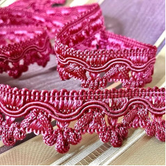 Mosel Avenue Art & Gobelin Studio (DE) from 5 running metres of trimming trim 2.5 cm wide colour wine red decorative border border fringe brocade furniture curtains lace border antique art nouveau