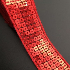 Pailletten-Perlenbesatz, Spitze, Spangle-Bänder, funkelnde Verzierungen für DIY-Kleidung und Accessoires (Farbe: 6 Rot)