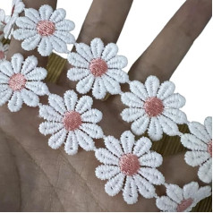 XuQiZZpp Bestickte Blumenspitzenbordüre, Blumendekoration, Spitzenbordüre, 25 mm breit, bestickte Applikation für Kleidungsdekoration, 91 cm