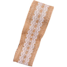 Blausky 1 Rolle Juteband mit Spitze,Natur Jute Band Geschenkband Vintage Spitzenband Stoffband Schleifenband Sackleinen Band für DIY Nähen Weihnachten Hochzeit Tischdeko 5cm x 2m,S