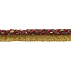 DecoPro 7.3 Meters Set of 24 Yards Elaborate 10mm Cherry Olive Yellow Gold Black Porch Collection Trim Cord with Sewing Lip Style: 0038V Evergreen Berries - VNT19 (7.3m)