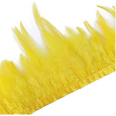 Fasan-Hühnerfeder-Bordüre, 1 m, 10–15 cm, Band für Bastelzubehör, Party, Kostüm, Federn, Dekoration, Goldgelb, 1 m