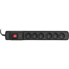 Effiki Activejet combo 6gn/1,5m/cz pārsprieguma aizsardzības sloksne (10a; 2300w) 1,5m; krāsa melna