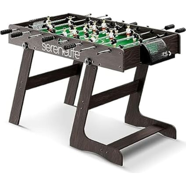 Serenelife Table Football Children & Adults - Foldable Football Table with 4 Balls & Weighted Football Figures - Table Football with Steel Poles, Children & Adults for Home & Playroom