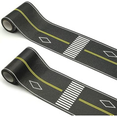 dspitwod Play Road Tape for Kids, Car, Toys, Street, Adhesive Tape, Sticks to Floors and Flat Table Surfaces, No Residue, 2 Pack 10cm Wide x 10m, Black Tape for Kids