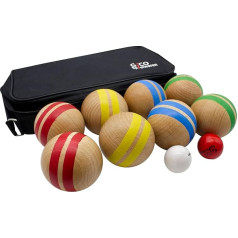 GICO Boccia Game Made of Solid Wood, Striped with 8 Balls, Diameter 7 cm, Made in the EU, Game Good Award 3021