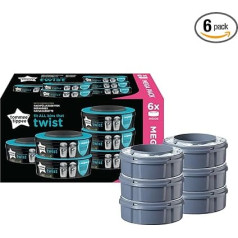 Tommee Tippee Twist and Click Advanced Nappy Disposal Sangenic Tec Refills, 6 Pack (Compatible with Sangenic Tec, Twist and Click Containers)