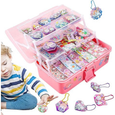 Goo Card Kit, Handmade Card Kit, Cartoon Photo Sticker, Creative Card Sticker, Creative Goo Card Sticker with Three Layered Storage Box, Fun Toy and Art Supply for Photocards