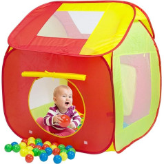 SPIELWERK® Play Tent Pop Up Function Includes 200 Balls Carry Bag Children's Ball Pit Playhouse Teepee Insect Protection Outdoor Indoor
