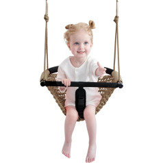 Toddler Swing & 2-in-1 Baby Swing - Adjustable Rope Swing Seat for Children, Indoor and Outdoor, Durable Garden Swing Set for Infants and Toddlers (Light Brown)