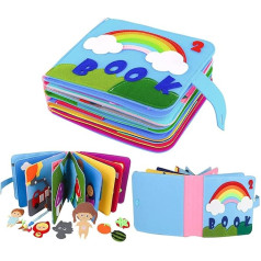 Quiet Book 16 Themes 3D Felt Busy Book, Educational Sensory Fabric Book, Educational Toy for Toddlers from 1 2 3 4 Years